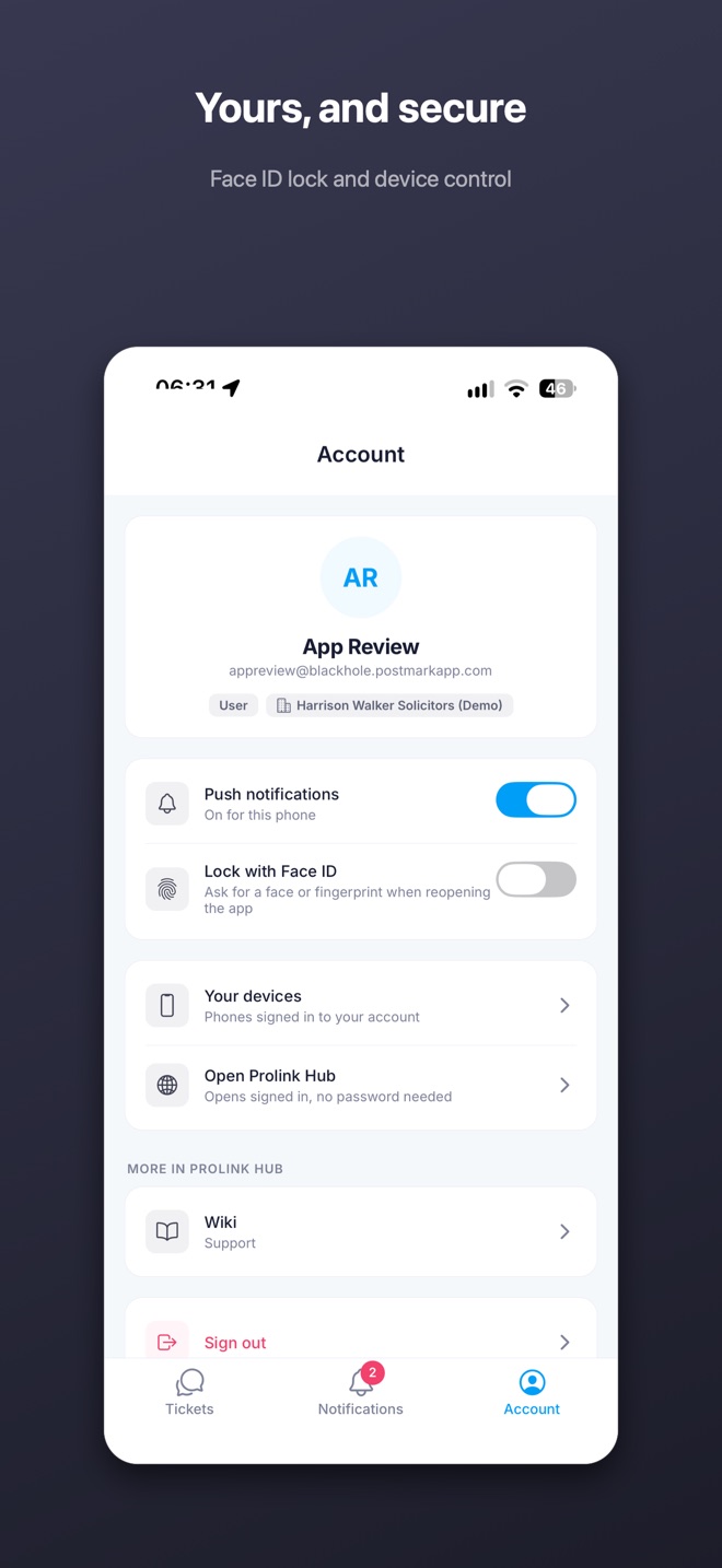Prolink Mobile: Your account and devices